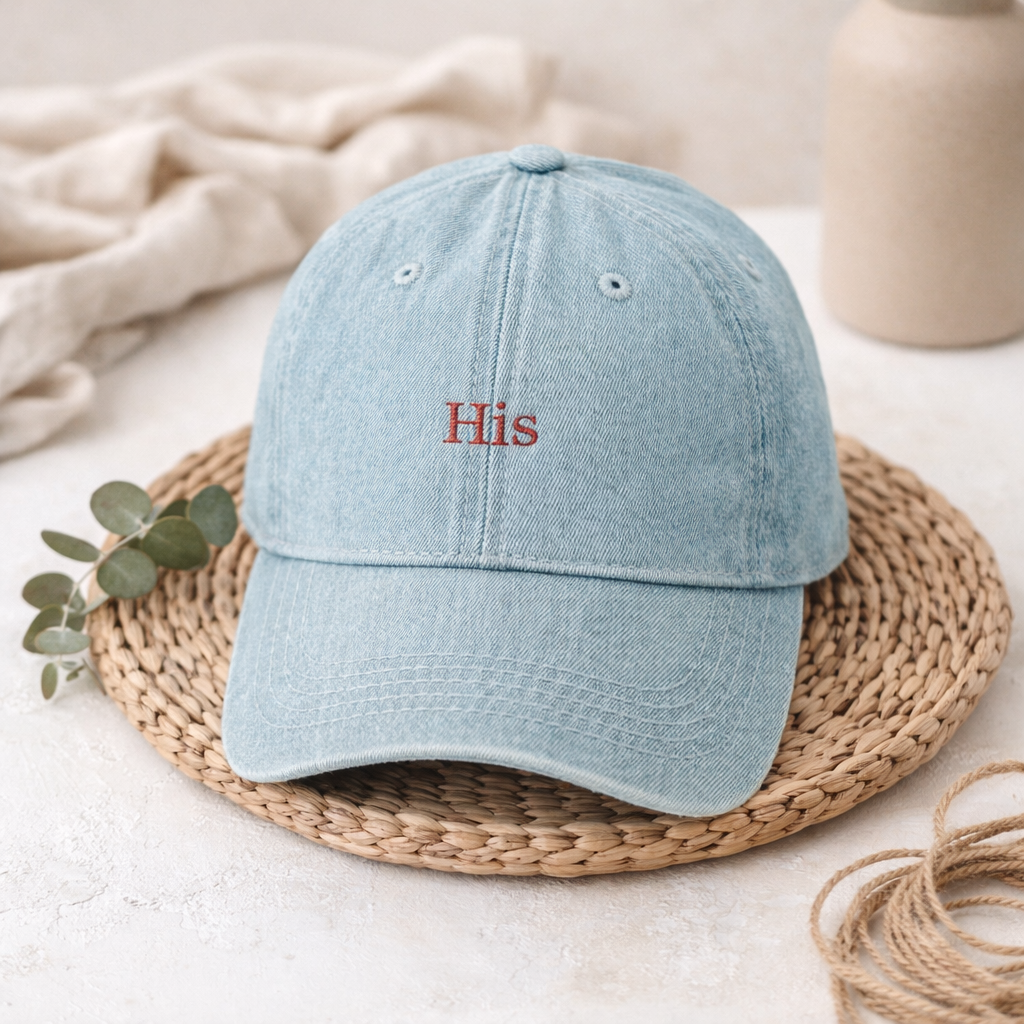His Embroidered Hat - Denim